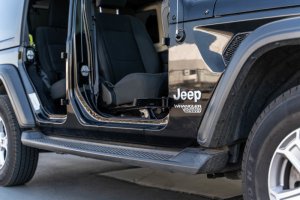 Jeep Wrangler Foot Pegs - Front + Rear - DV8 Offroad - Hinged, Anti-slip Pedal - `07-`23